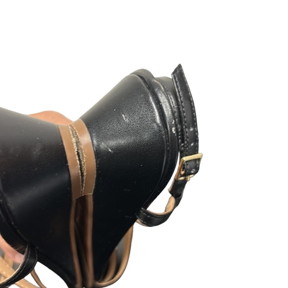 TALBOTS | Strappy Braided Sandals Wedges Criss Cross Black Patent Leather 6 - Picture 12 of 16